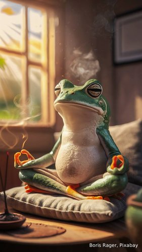 AI-generiert: Meditierender Frosch