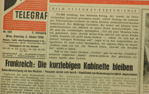 Totogewinn und anderes.